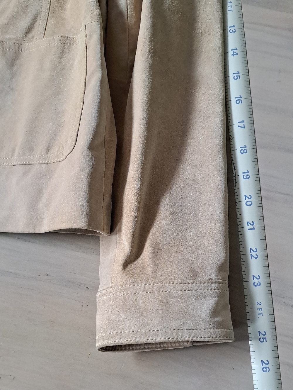 Mossimo Genuine Suede Leather Y2K Classic Soft Beige Tailored Blazer Jacket - Picture 10 of 13
